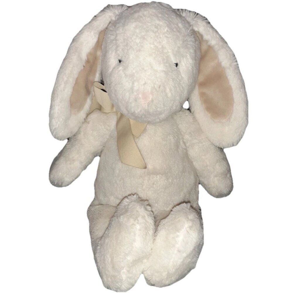 Pottery Barn Kids Bunny Bow White Tan Ears Stuffed Plush Animal Toy Lovey 2015